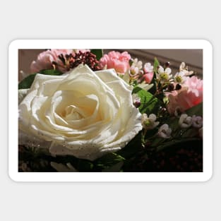 White Rose Bouquet Sticker